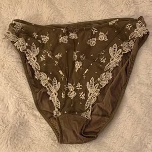 Lise Charmel Elegant Lace Front Panties in brown and cream